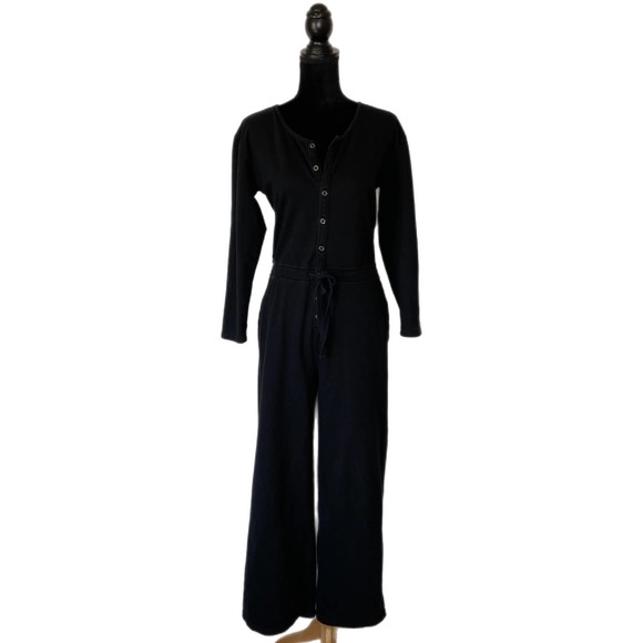aerie Pants - Aerie Black Wide Leg Cotton Jumpsuit - Women's Size Small